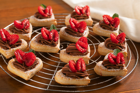 Puff Pastry Hearts with Raspberries and Hazelnut Cream