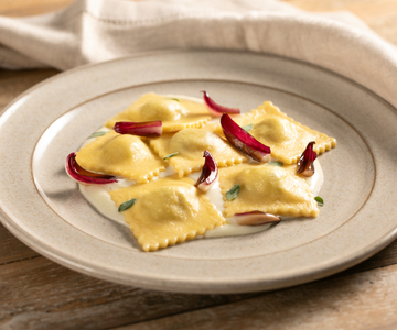 Radicchio, Potato and Cheese Fondue Ravioli