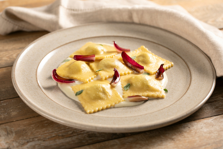 Radicchio, Potato and Cheese Fondue Ravioli