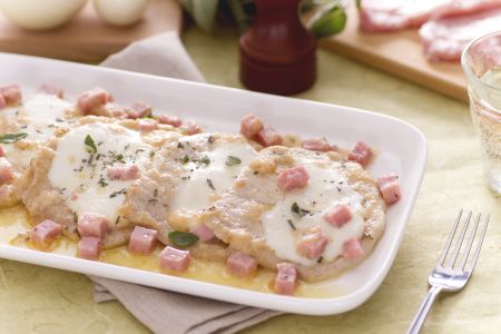 Tasty scaloppine with ham and cheese