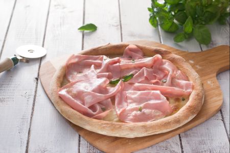 Pizza with mortadella and buffalo mozzarella