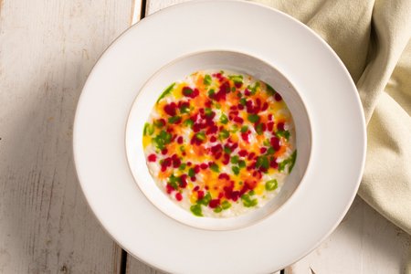 Creamy risotto with Sicilian caponata