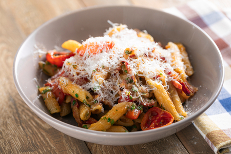 Reimagined Amatriciana with pork saddle and confit cherry tomatoes