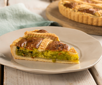 Savory tart with broad beans and pecorino