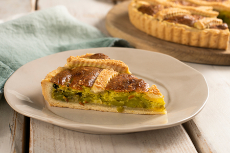 Savory tart with broad beans and pecorino