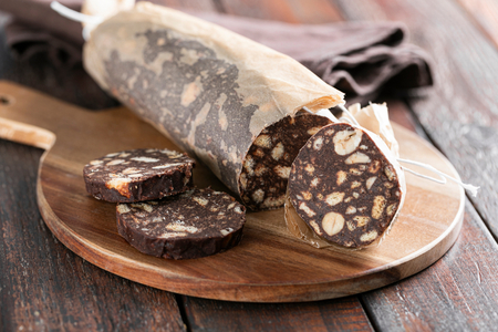 Vegan chocolate salami