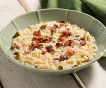 Zucchini and pancetta risotto