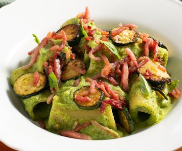 Pasta with Zucchini Cream and Speck