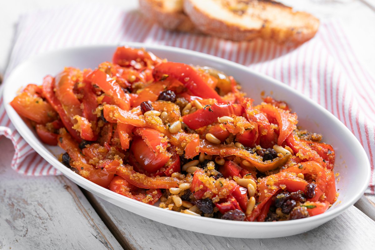 Sweet-and-Sour Peppers au Gratin