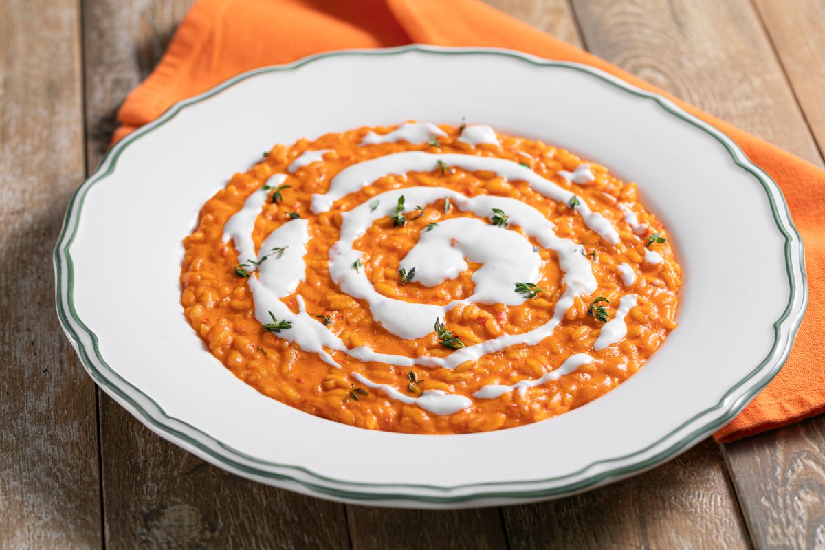 Red Bell Pepper and Robiola Risotto