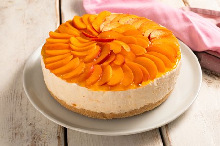 Lactose-free apricot cheesecake