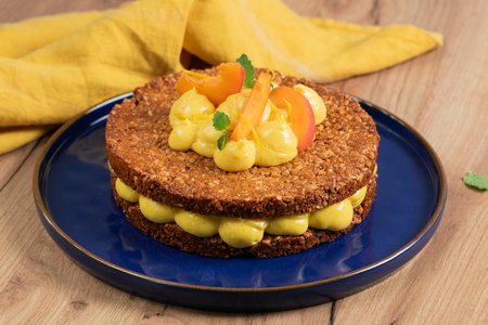 Dried Fruit and Nut Cake with Lemon Cream