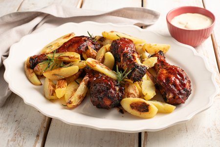 Air Fryer Chicken Thighs with Barbecue Sauce