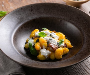 Pumpkin, Porcini and Burrata Gnocchi