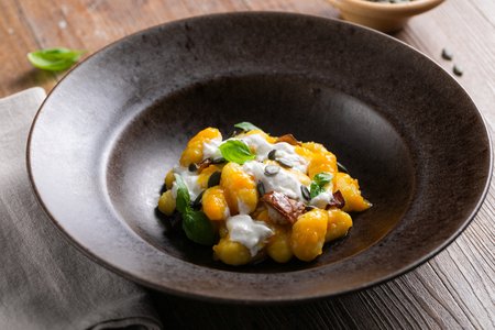 Pumpkin, Porcini and Burrata Gnocchi