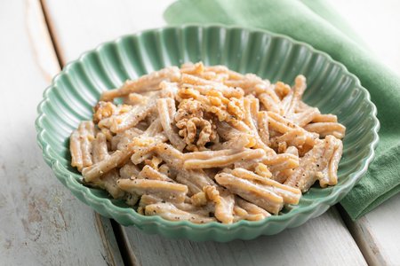 Pasta with walnut and honey pesto
