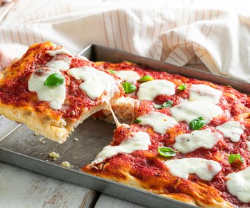 Sheet-pan pizza made with a spoon